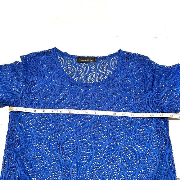 Creation Royal Blue Crochet Lightweight Sweater Top Women's S Small - Picture 6 of 8